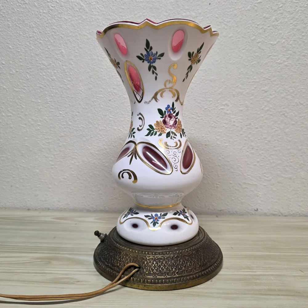 Bohemian Czech Glass Vintage Lamp